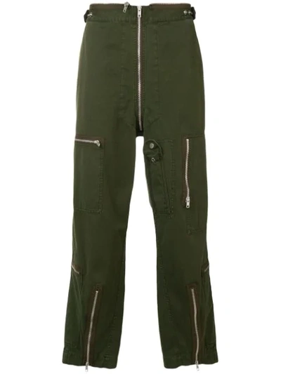 Maison Margiela Zipped Pocket Trousers In Green