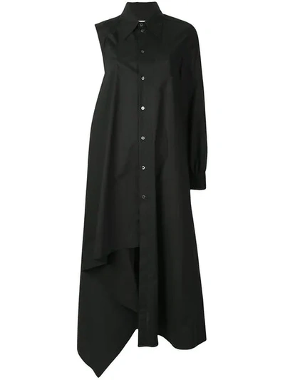 Mm6 Maison Margiela Asymmetric Shirt Dress In Black