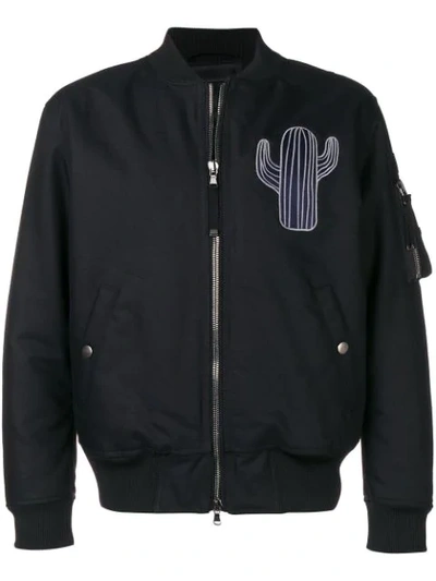 Diesel Black Gold Padded Jacket With Hunting Embroidery In Black