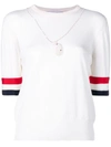 Thom Browne Short-sleeve Merino Jumper In White