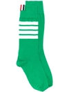 Thom Browne 4-bar Mid-calf Cotton Socks In 350 Green