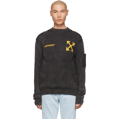 Off-white Flamed Bart Simpson Rib-knit Sweater In Multicoloured