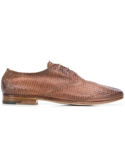 Premiata Textured Oxford Shoes In Brown