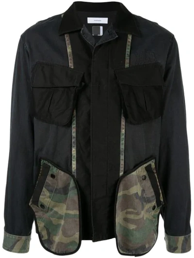 Facetasm Patchwork Cargo Jacket In Black