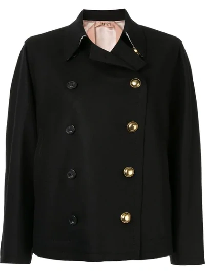 N°21 Double Breasted Coat In Black