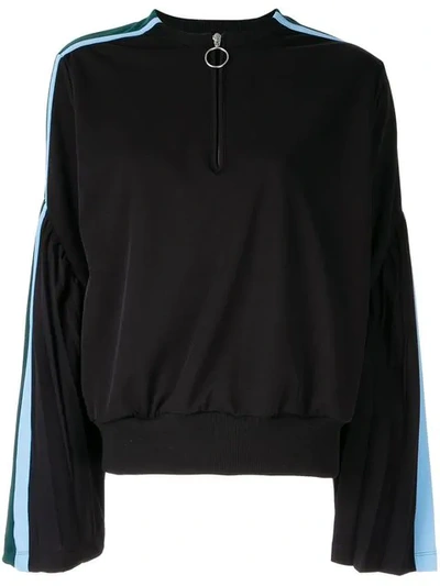Facetasm Flared Sleeved Henley Sweatshirt In Black