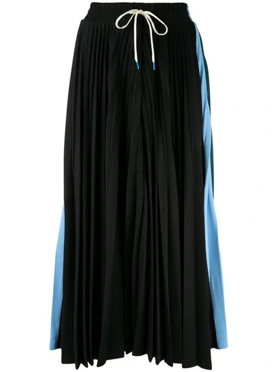 Facetasm Colour Block Pleated Skirt In Black