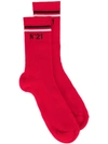 N°21 Logo Print Ankle Socks In Red