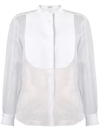 Loewe Contrast Bib Linen Shirt In White