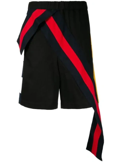Facetasm Contrast Stripe Band Shorts In Black