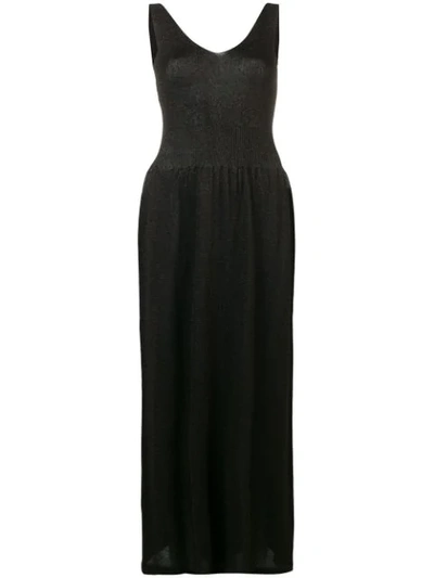 Roberto Collina Lurex Knit Maxi Dress In Brown