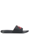 Nike Logo Print Slides In Black