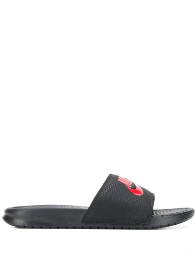 Nike Logo Print Slides In Black