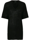 Balmain Distressed-effect V-neck T-shirt In Black