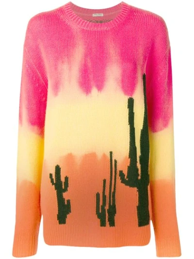 Miu Miu Intarsia Tie-dyed Cashmere Jumper In F0011  Rosso