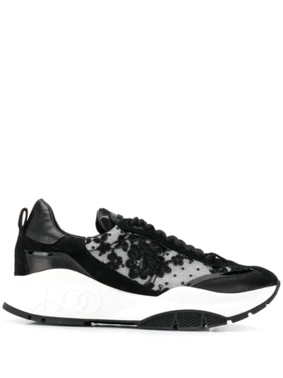 Jimmy Choo Raine Floral Lace Sneakers In Black