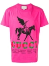 Gucci Winged Jockey Logo T-shirt In Pink