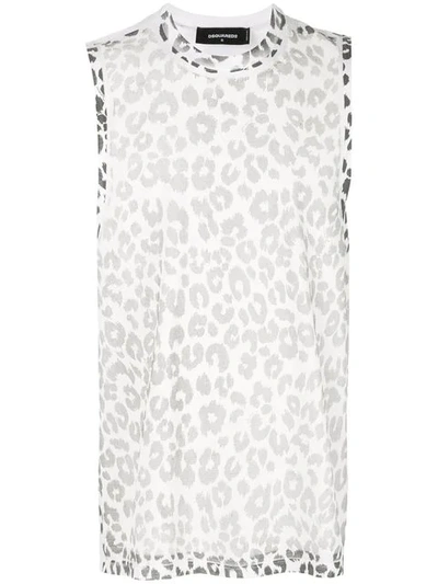 Dsquared2 Leopard Print Vest Top In White ,grey