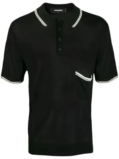 Dsquared2 Ribbed Polo T In Black