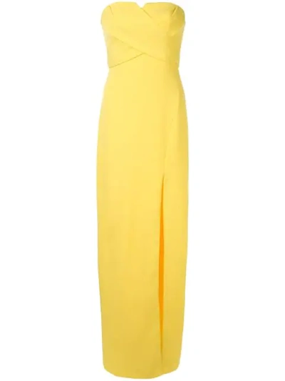 Aidan Mattox Draped Front Bandeau Gown In Yellow