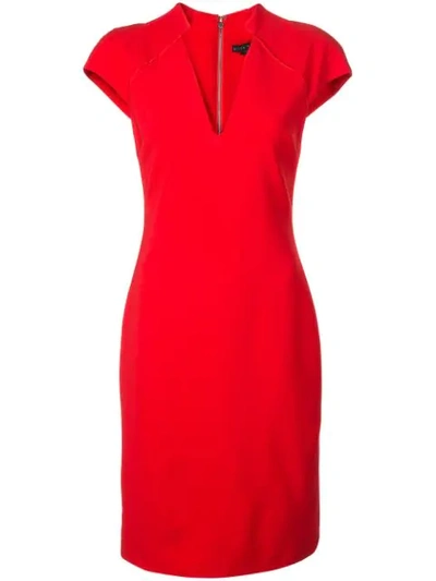 Alice And Olivia Latisha Piped Fitted Dress In Red