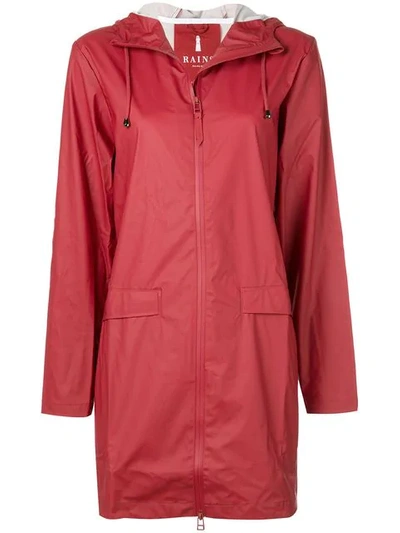 Rains Hooded Rain Jacket In Red