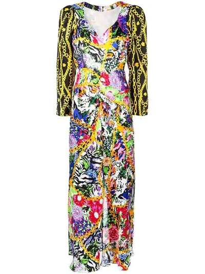 Rixo London Floral-and-chain Print Long Dress In Multicolour