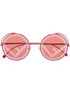 Fendi Logo Lens Round Sunglasses In Red