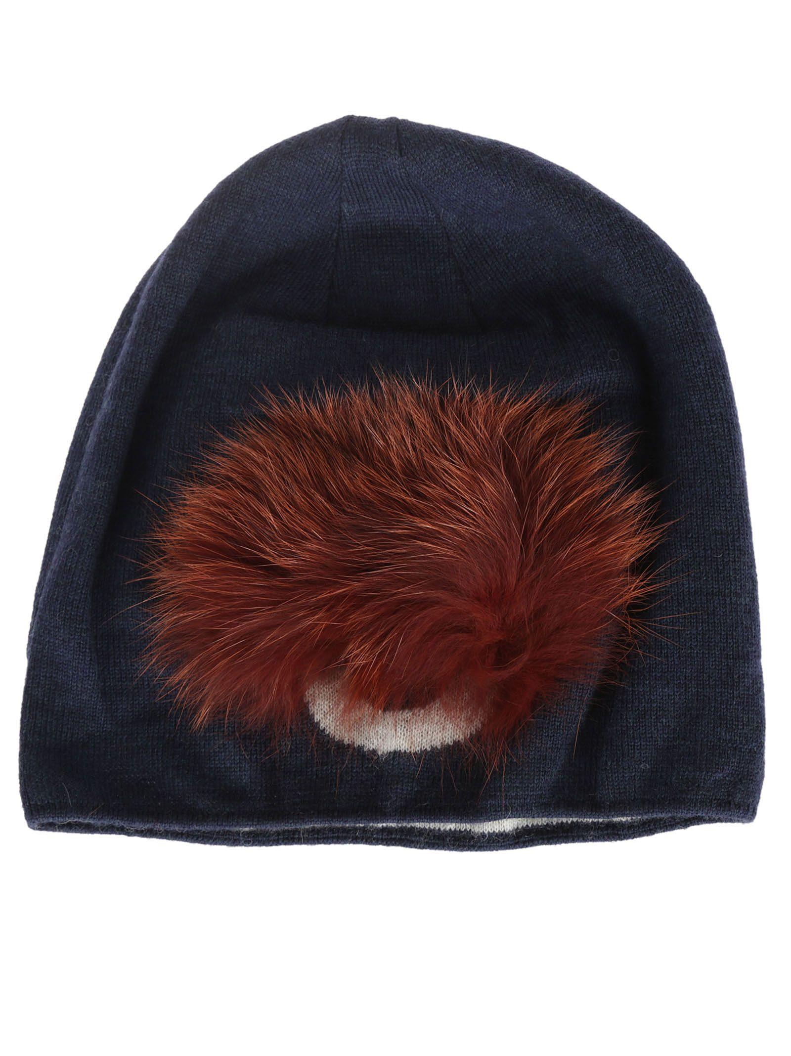 Fendi Hat Knit Fabric+fur In F0vlpeacock Color | ModeSens