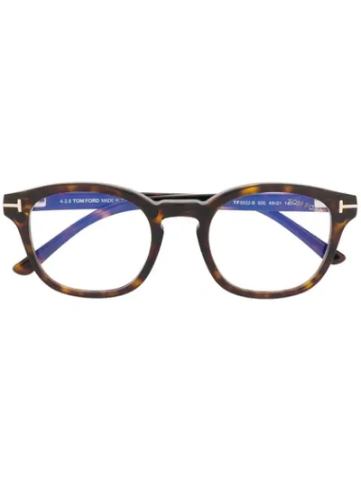 Tom Ford Round Frame Glasses In Brown