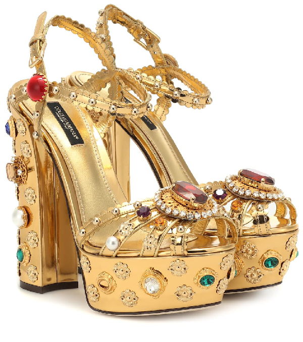 Gabbana Bejeweled Platform Sandals 