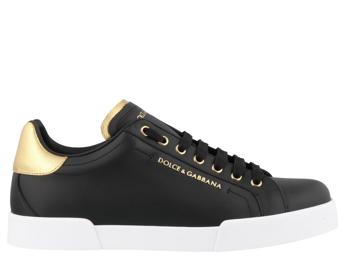 Dolce & Gabbana Portofino Sneakers In Black/ Gold | ModeSens