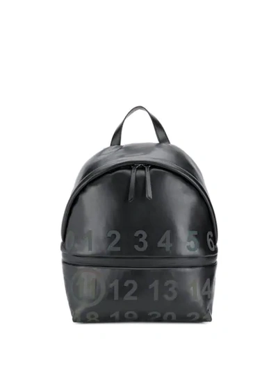 Maison Margiela Medium Number Print Faux Leather Backpack In Black