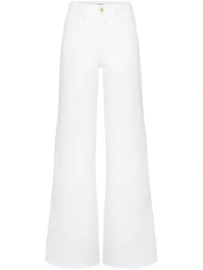 Frame Braid Waistband Flared Jeans In White