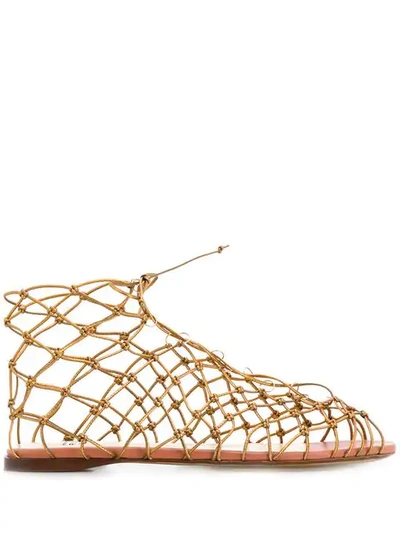 Francesco Russo Net Sandals In Gold