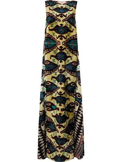 Afroditi Hera Ikat Long Dress In Green