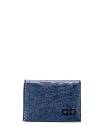 Ferragamo Gancini Logo Cardholder Wallet In Blue