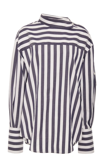 Monse Striped Cotton-poplin Shirt In Navy