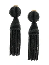 Oscar De La Renta Classic Short Tassel Drop Clip Earrings In Black