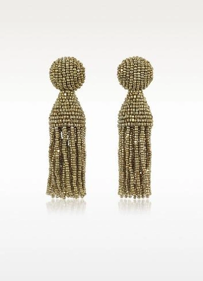 Oscar De La Renta Short Tassel Clip-on Earrings In Champagne