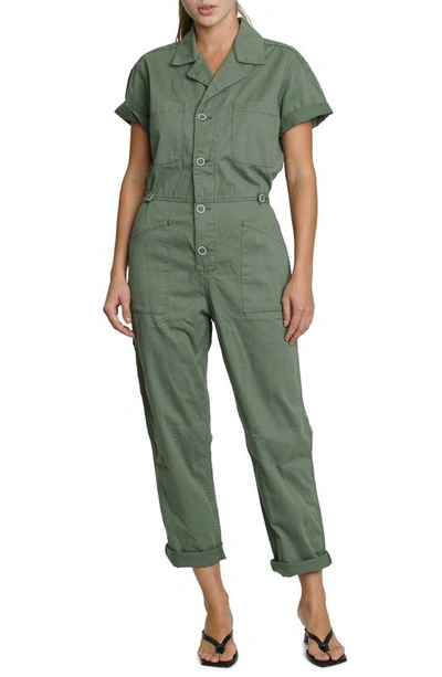 Pistola Grover Short Sleeve Cotton Utillity Jumpsuit In Colonel