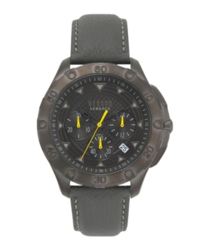 Versace Simons Town Chronograph Leather Strap Watch, 46mm In Gray