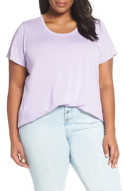 Vince Camuto Scooped Burnout Tee In Wisteria