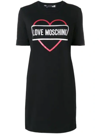 Love Moschino Heart-embellished T-shirt Dress In Black