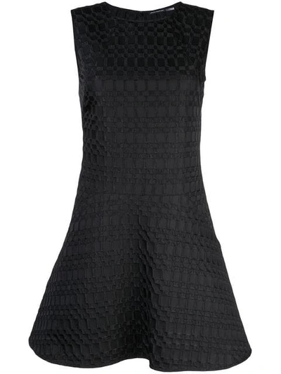 Josie Natori Jacquard Fit And Flare Dress In Black