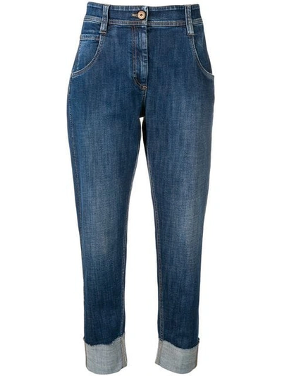 Brunello Cucinelli Tapered Cropped Jeans In Blue