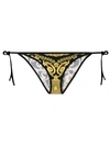 Versace Jeans Hibiscus Print Bikini Bottoms In A732d Black Gold