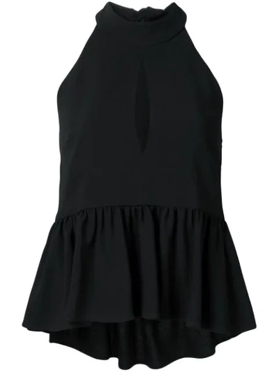 Msgm Flared Halterneck Top In Black