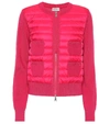 Moncler Quilted Front Zip-up Sweater In Red