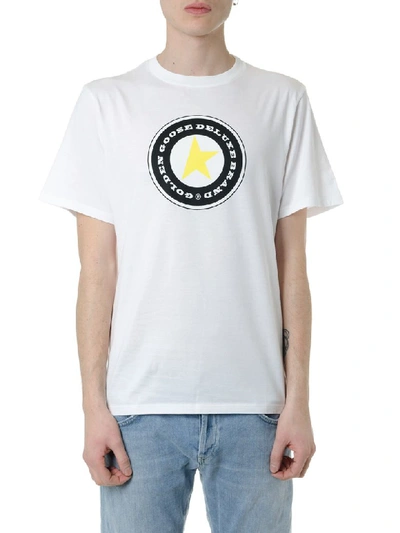 Golden Goose White Logo T Shirt In Cotton In Basic